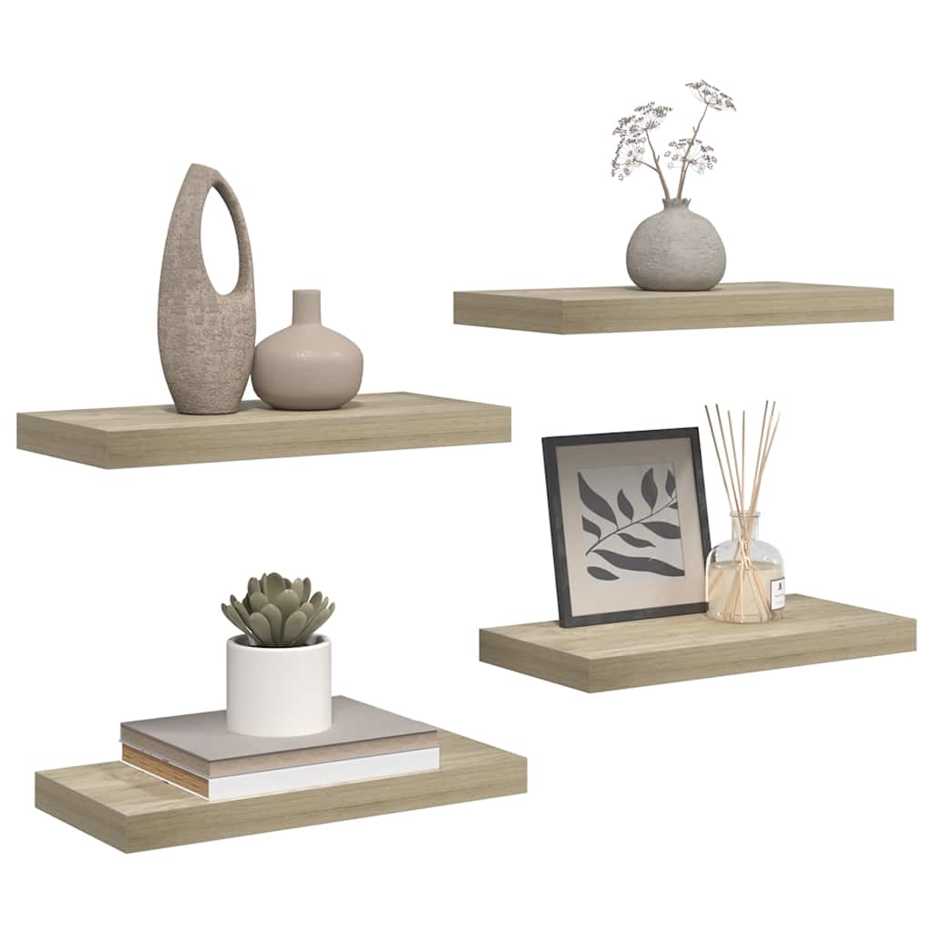 Étagères murales flottantes 4 pcs chêne 50x23x3,8 cm MDF - XIOS