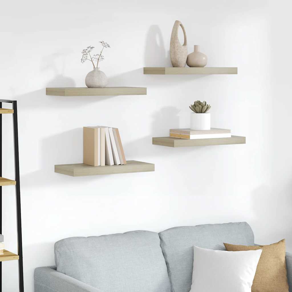 Étagères murales flottantes 4 pcs chêne 50x23x3,8 cm MDF - XIOS