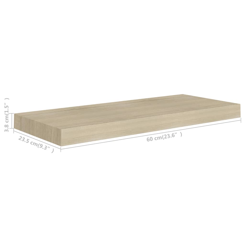 Étagères murales flottantes 2 pcs chêne 60x23,5x3,8 cm MDF - XIOS