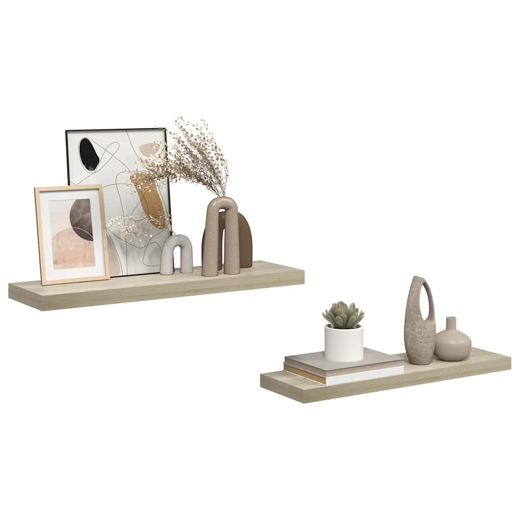 Étagères murales flottantes 2 pcs Chêne 80x23,5x3,8 cm MDF - XIOS