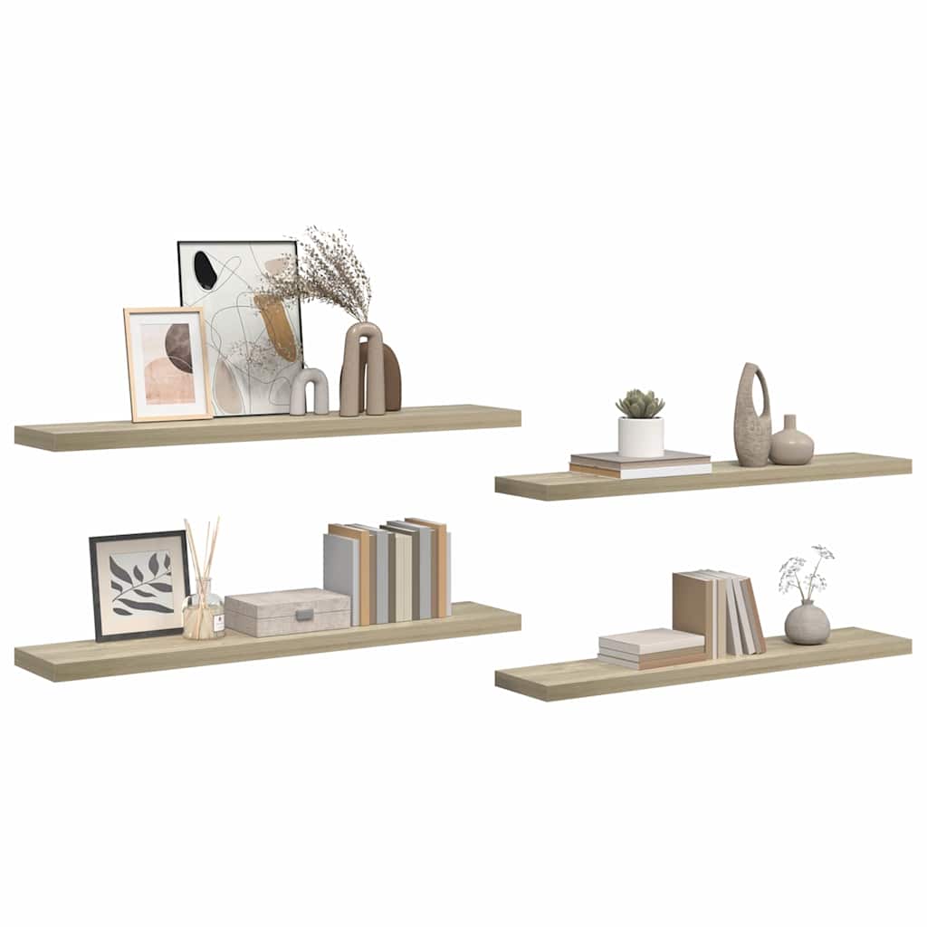 Étagères murales flottantes 4 pcs chêne 120x23,5x3,8 cm MDF - XIOS