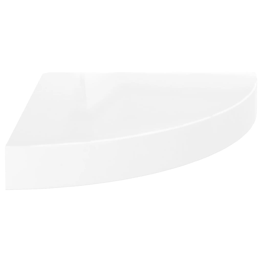 Étagères d'angle flottantes 2pcs blanc brillant 25x25x3,8cm MDF - XIOS