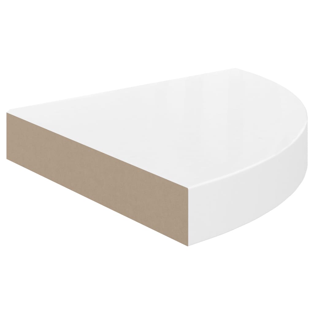 Étagères d'angle flottantes 2pcs blanc brillant 25x25x3,8cm MDF - XIOS