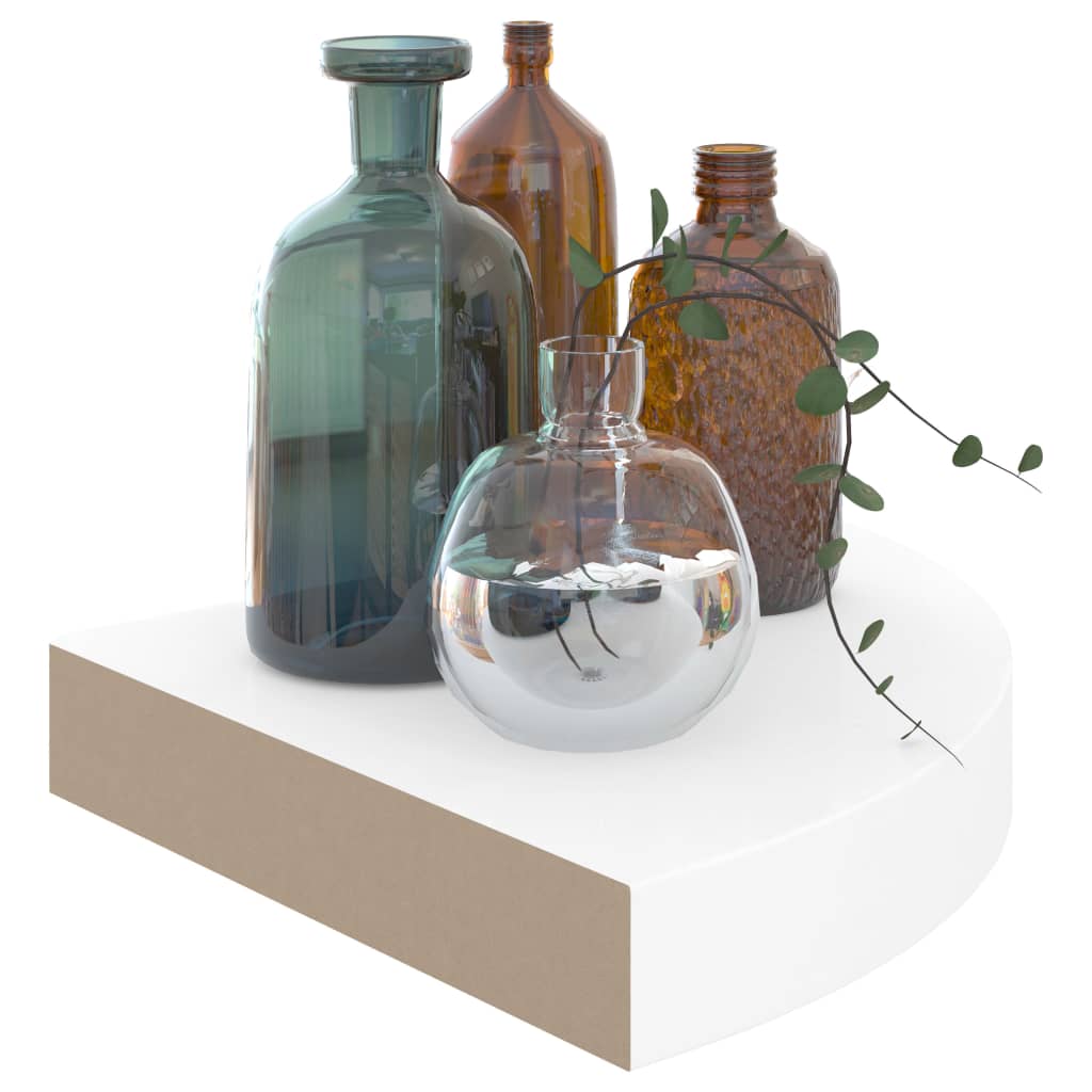 Étagères d'angle flottantes 4 pièces Blanc brillant 25 x 25 x 3,8 cm MDF - XIOS