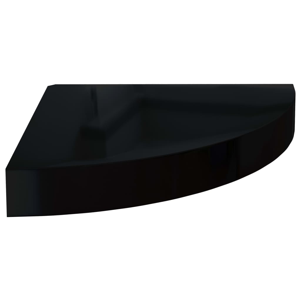 Étagères d'angle flottantes 2pcs noir brillant 25x25x3,8cm MDF - XIOS