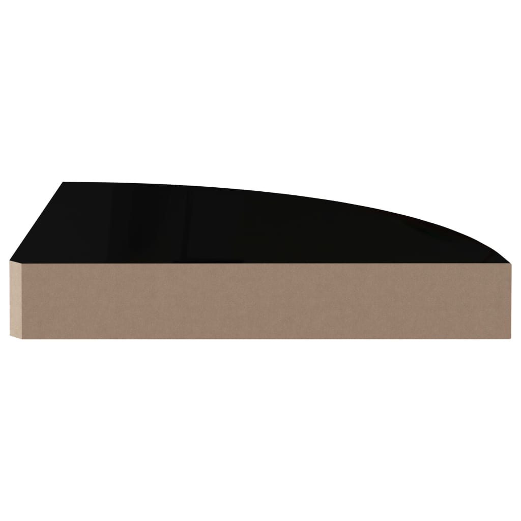 Étagères d'angle flottantes 2pcs noir brillant 25x25x3,8cm MDF - XIOS