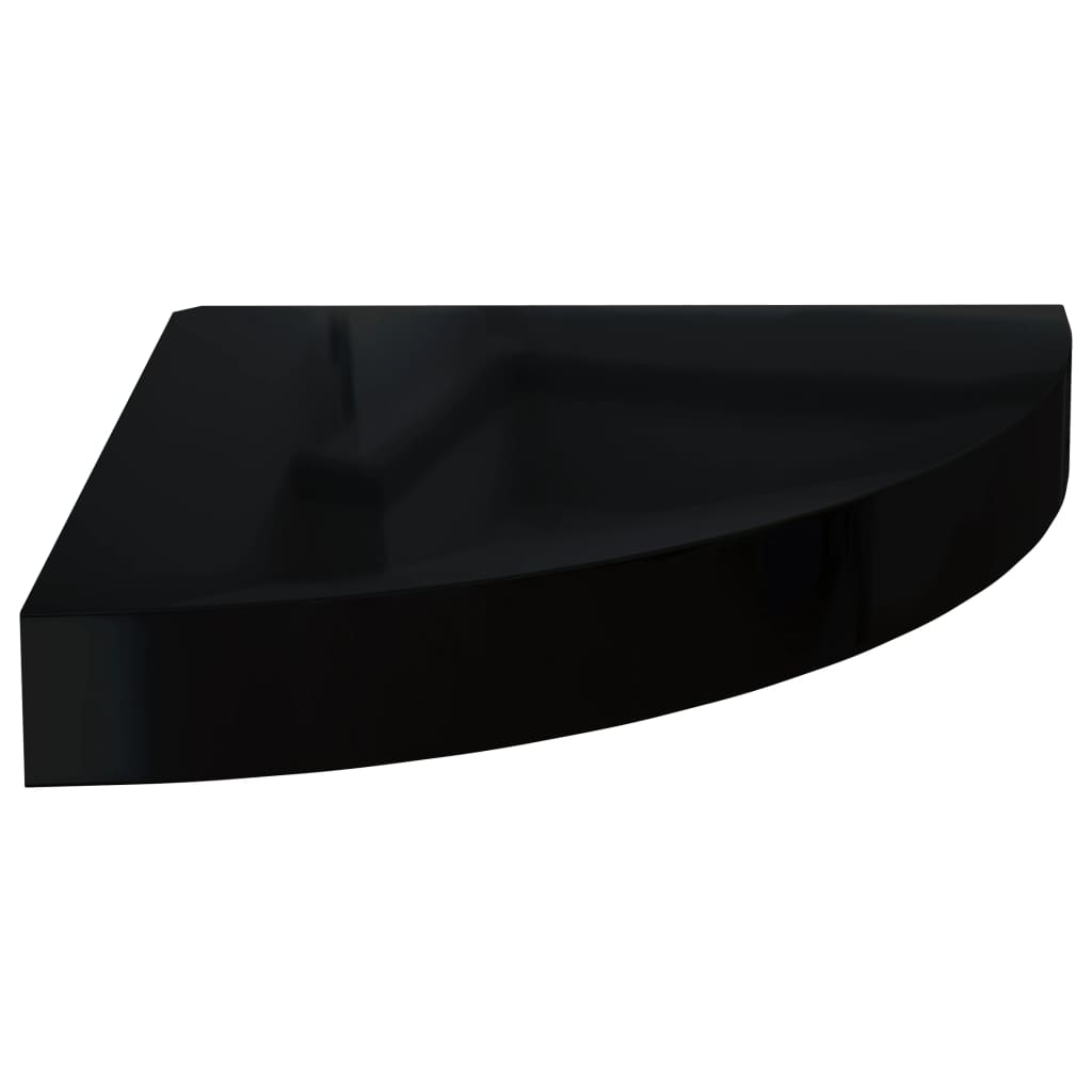 Étagères d'angle flottantes 4 pcs noir brillant 25x25x3,8cm MDF - XIOS