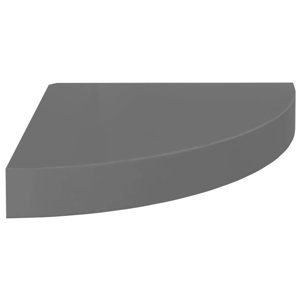 Étagère d'angle flottante Gris brillant 25x25x3,8 cm MDF - XIOS