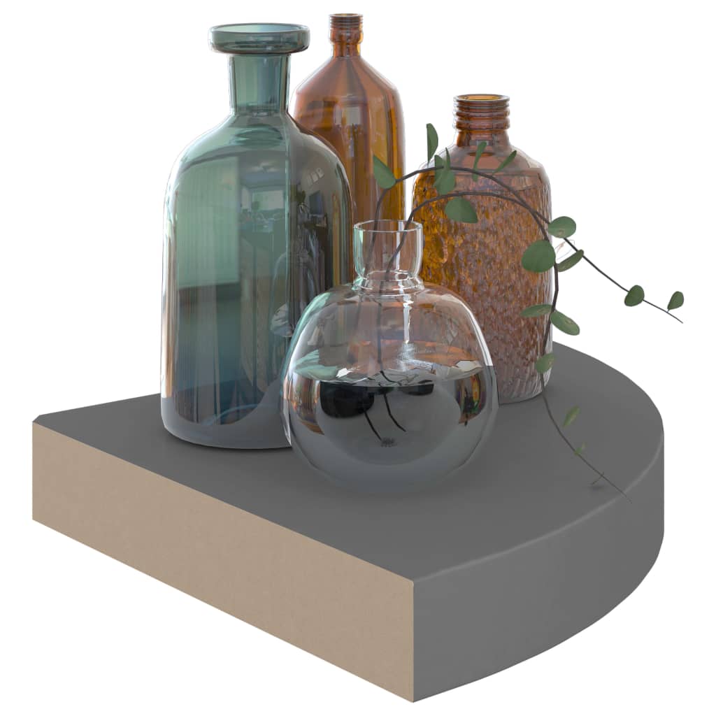 Étagères d'angle flottantes 4 pcs gris brillant 25x25x3,8cm MDF - XIOS