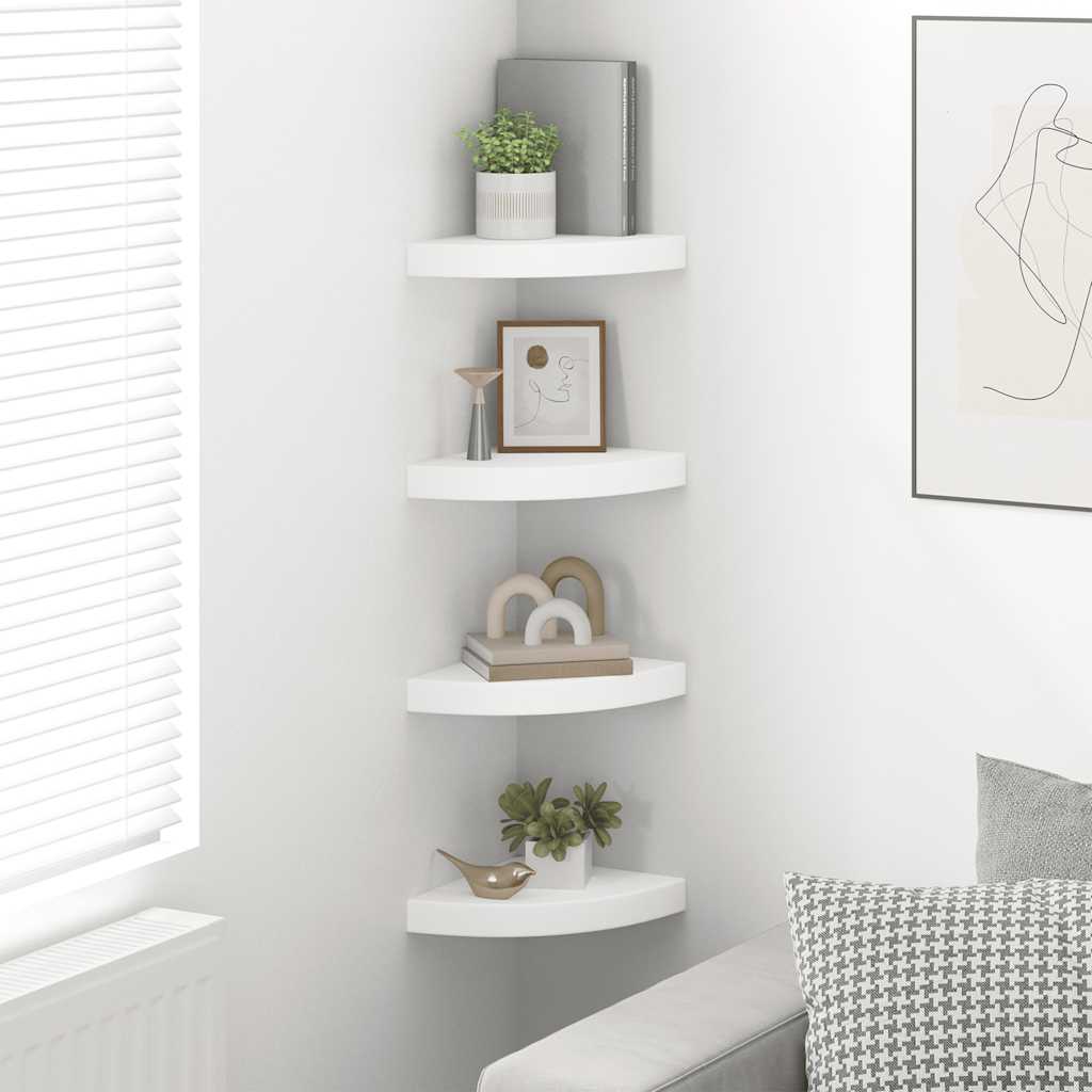 Étagères d'angle flottantes 4 pcs blanc 25x25x3,8 cm MDF - XIOS
