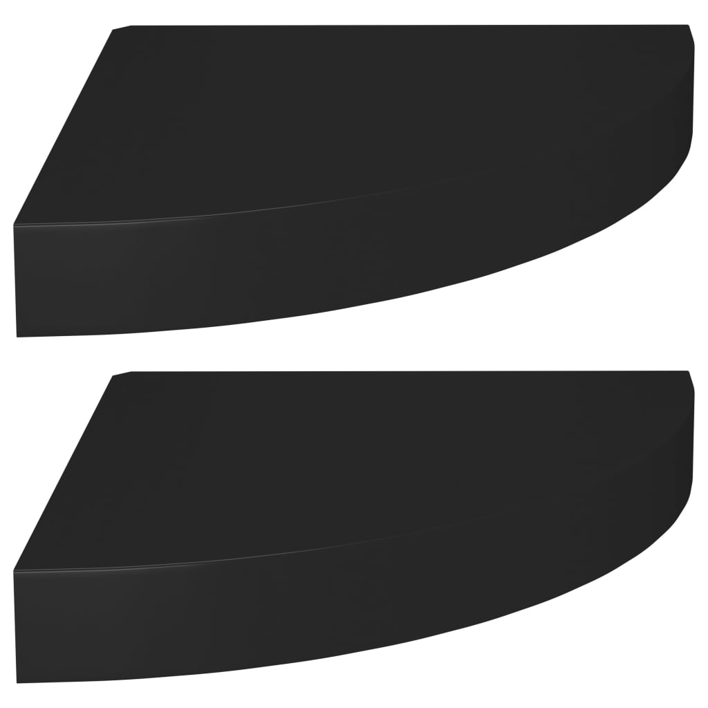 Étagères d'angle flottantes 2 pcs noir 25x25x3,8 cm MDF - XIOS