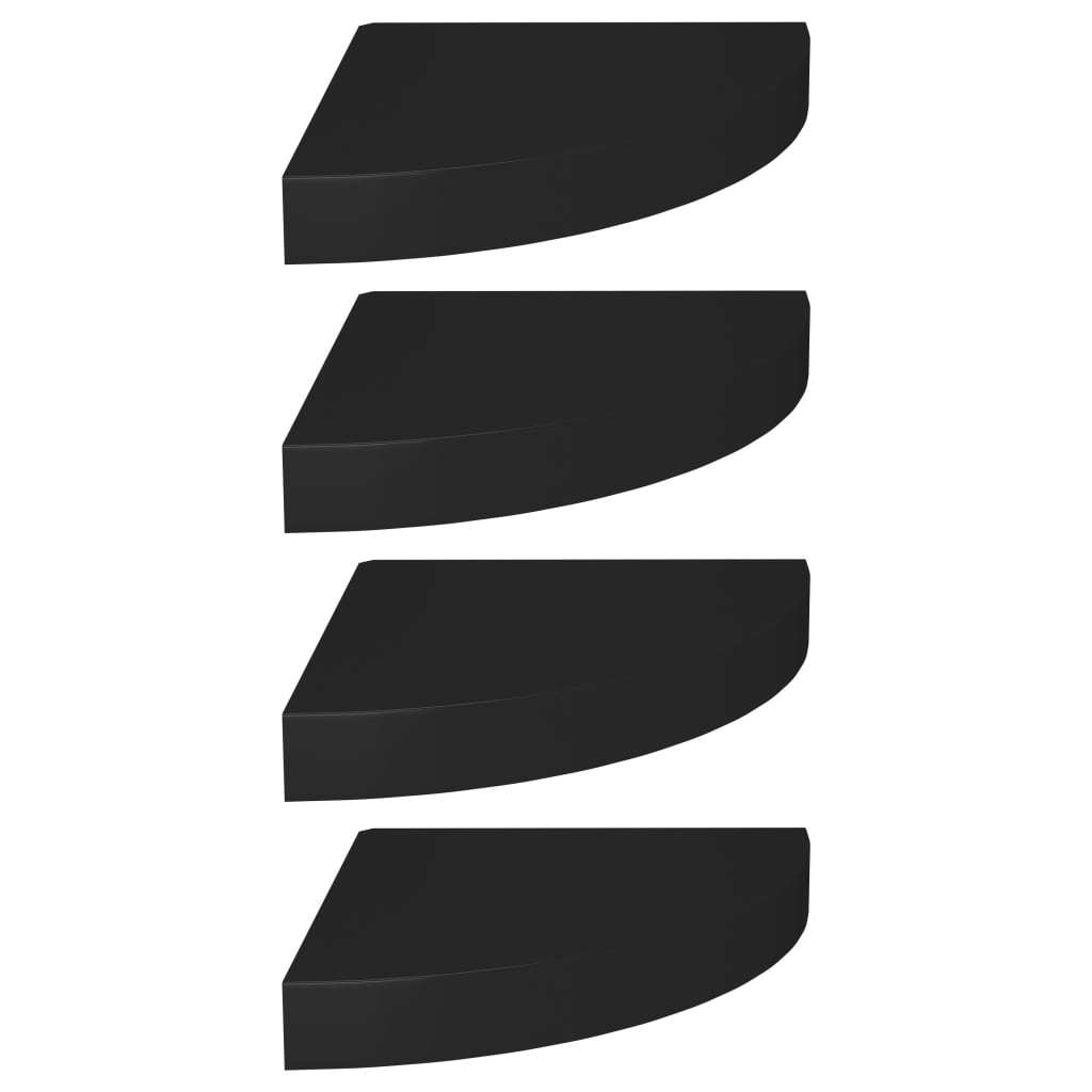 Étagères d'angle flottantes 4 pcs noir 25x25x3,8 cm MDF - XIOS