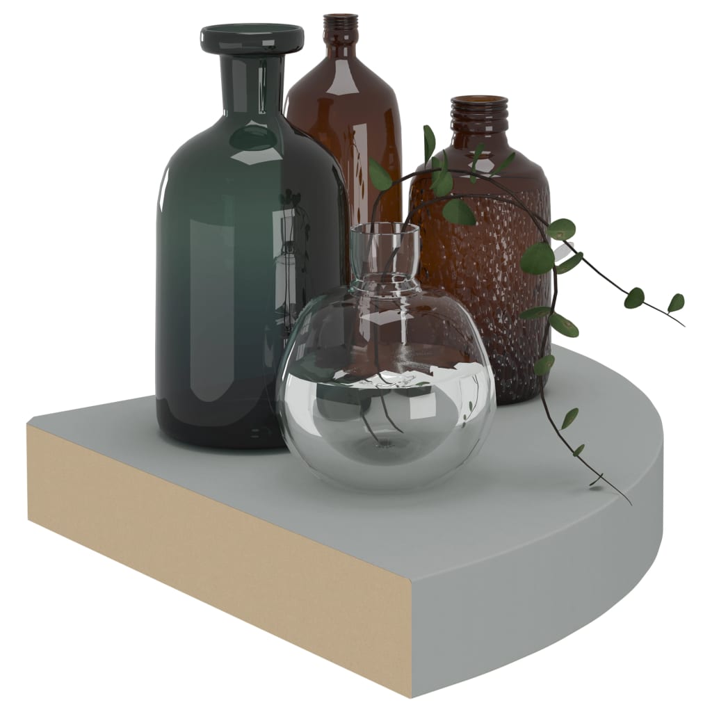 Étagère d'angle flottante gris 25x25x3,8 cm MDF - XIOS