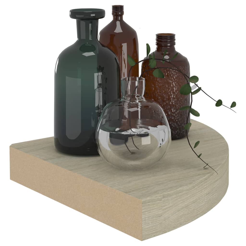 Étagères d'angle flottantes 4 pcs chêne 25x25x3,8 cm MDF - XIOS