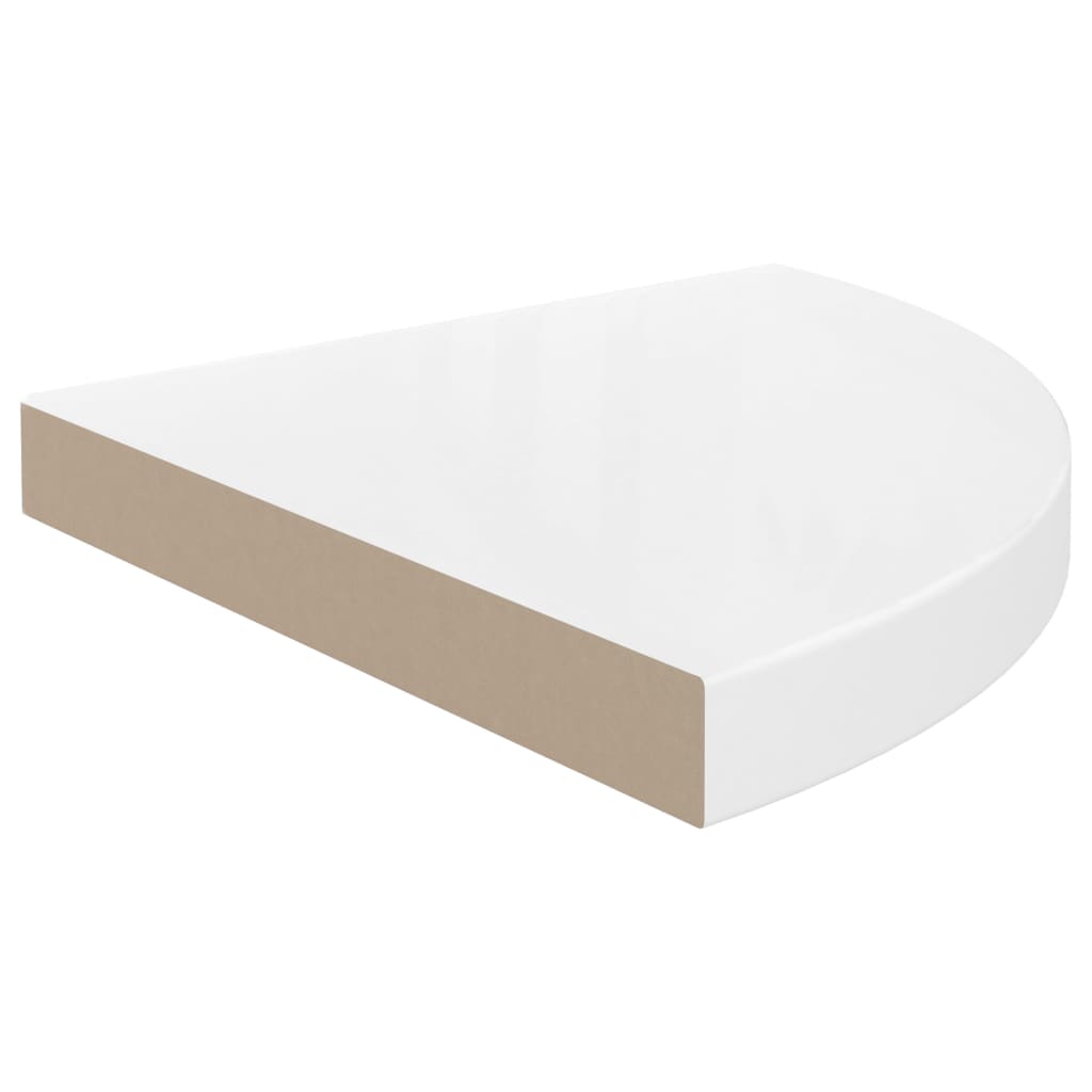 Étagère d'angle flottante blanc brillant 35x35x3,8 cm MDF - XIOS