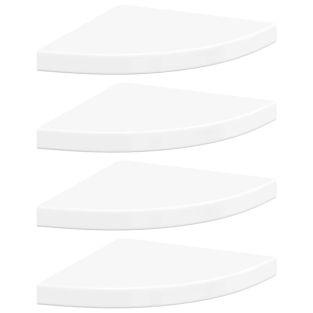 Étagères d'angle flottantes 4pcs blanc brillant 35x35x3,8cm MDF - XIOS