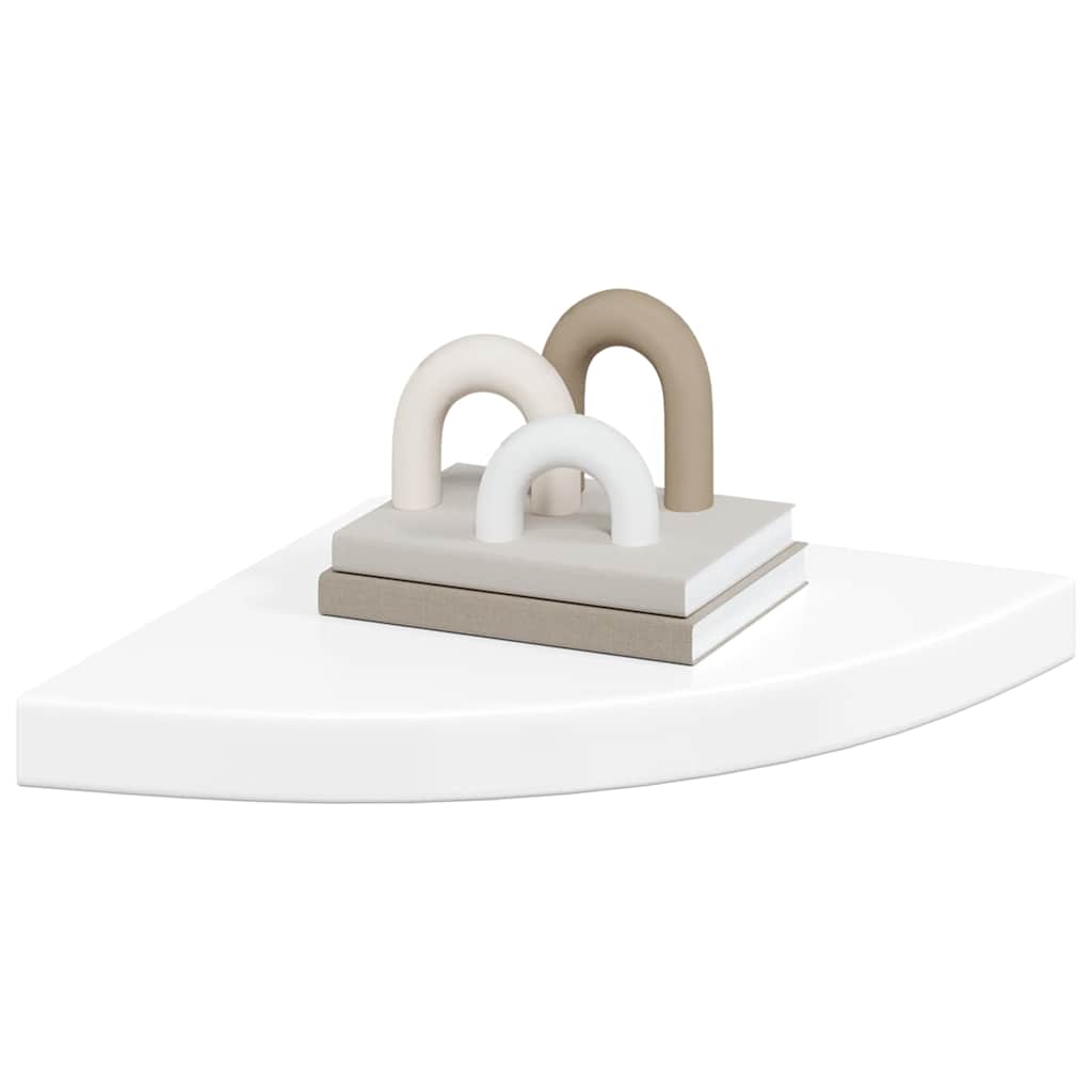 Étagères d'angle flottantes 4pcs blanc brillant 35x35x3,8cm MDF - XIOS