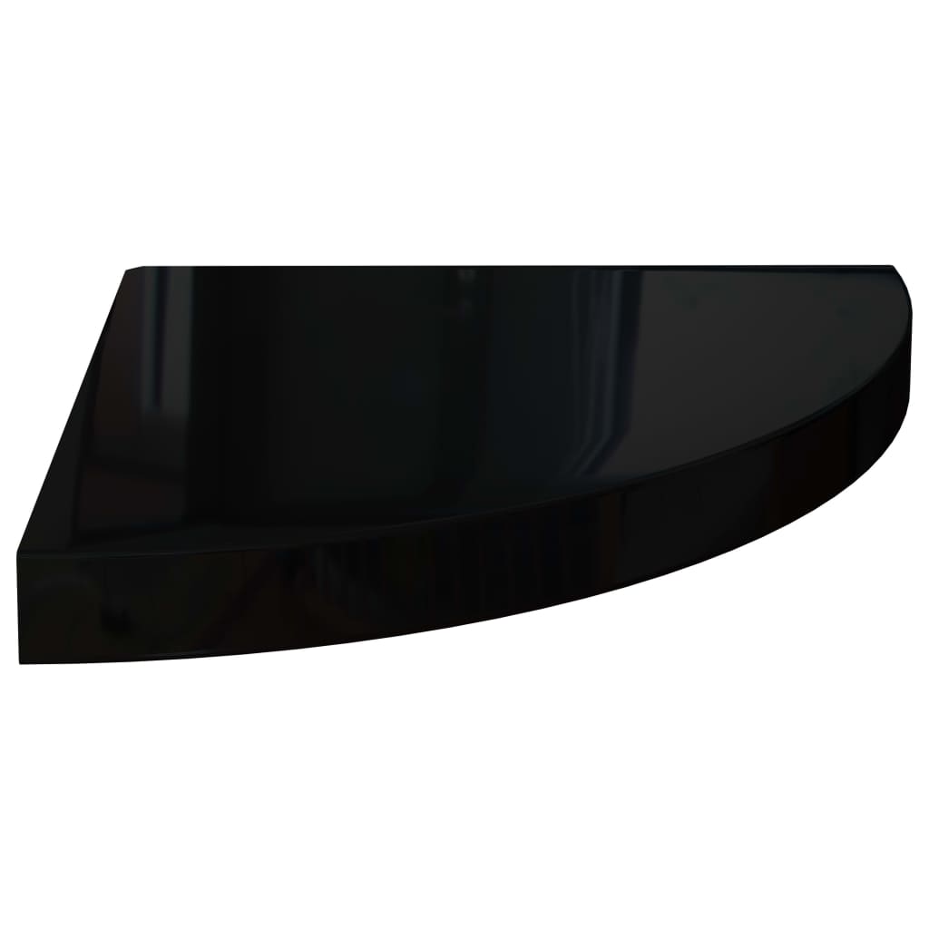 Étagère d'angle flottante noir brillant 35x35x3,8 cm MDF - XIOS