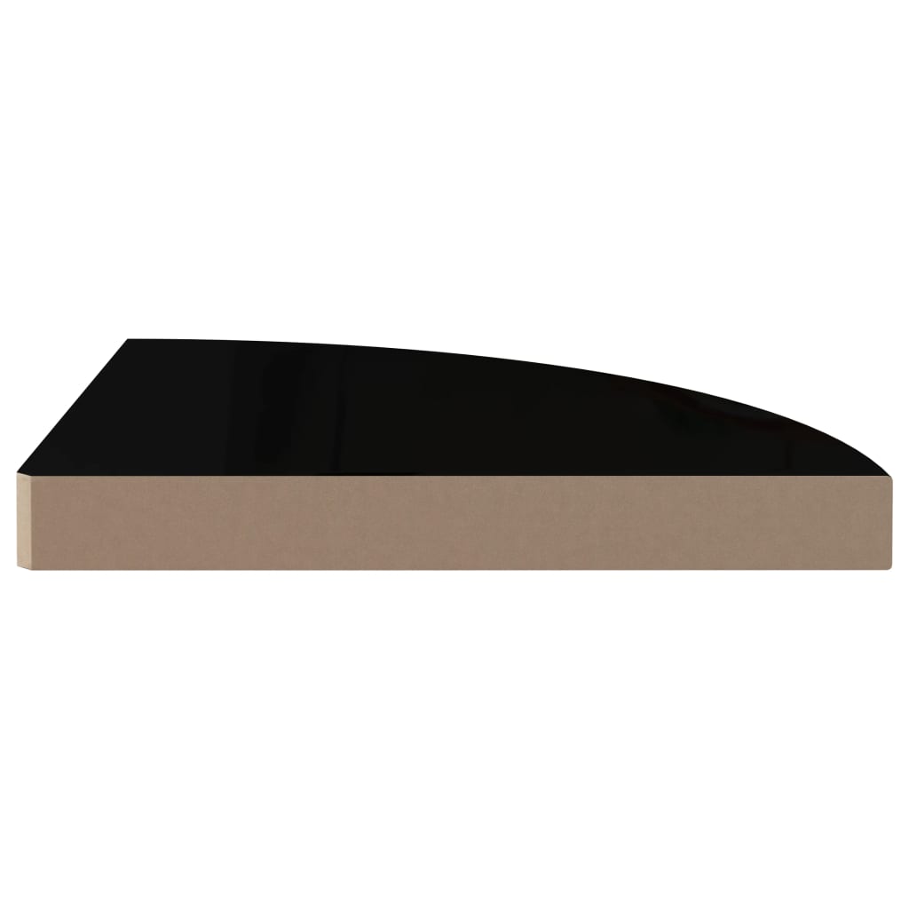 Étagère d'angle flottante noir brillant 35x35x3,8 cm MDF - XIOS