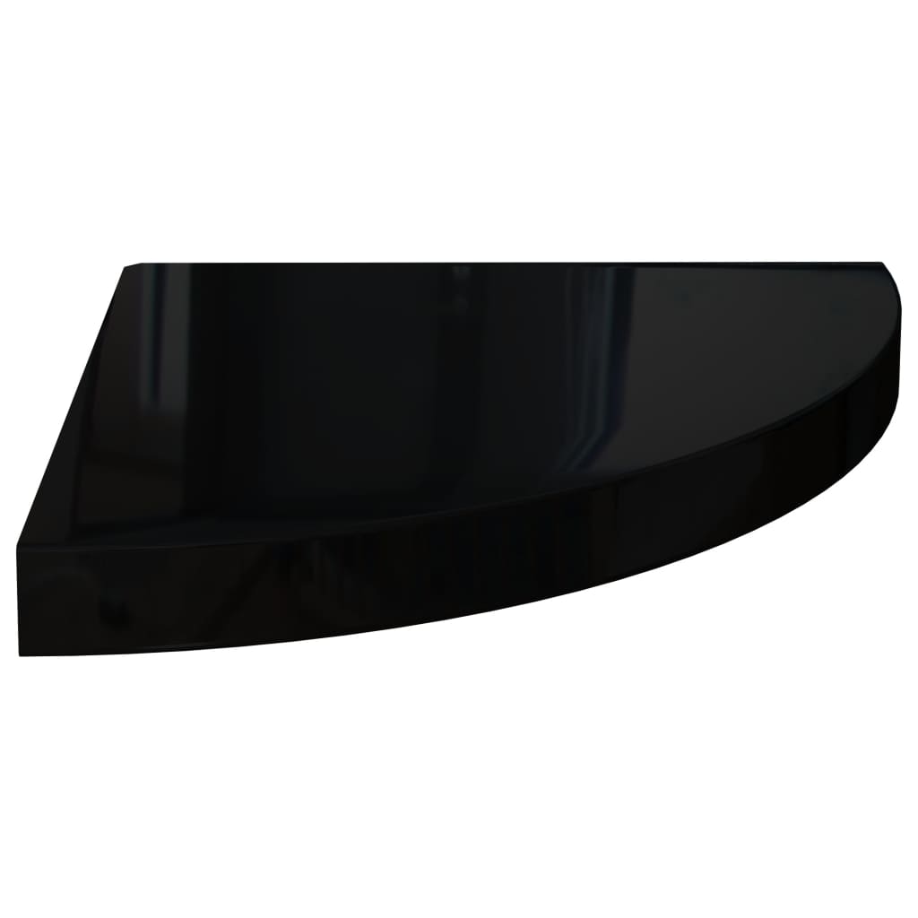 Étagères d'angle flottantes 2pcs noir brillant 35x35x3,8 cm MDF - XIOS