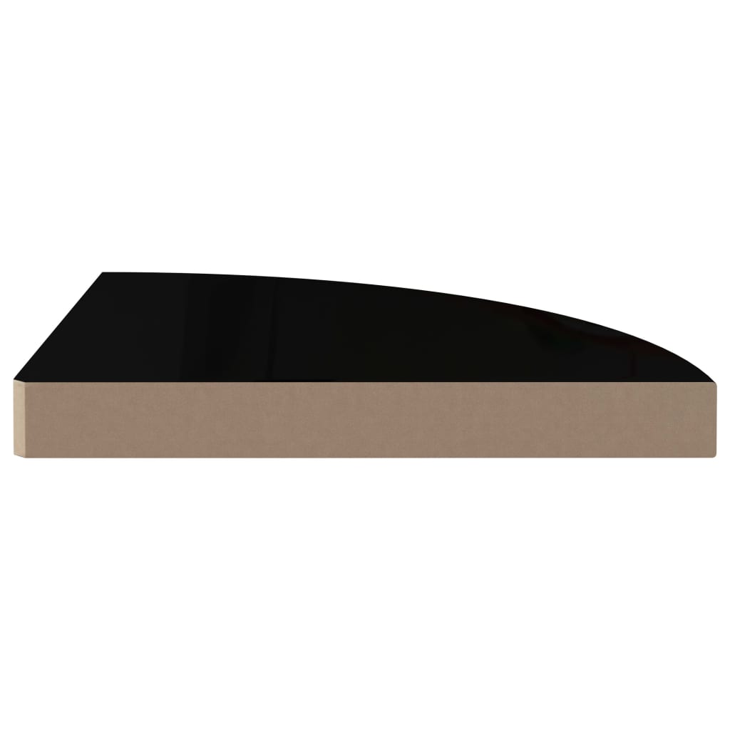 Étagères d'angle flottantes 4 pcs noir brillant 35x35x3,8cm MDF - XIOS
