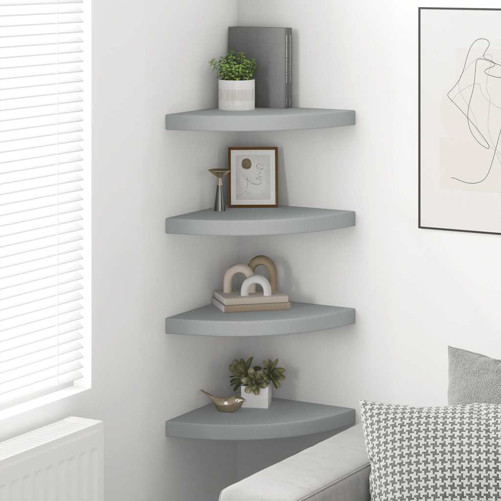 Étagères d'angle flottantes 4 pcs gris 35x35x3,8 cm MDF - XIOS