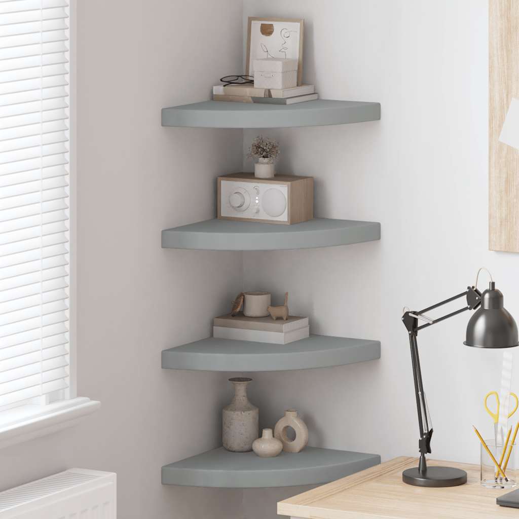 Étagères d'angle flottantes 4 pcs gris 35x35x3,8 cm MDF - XIOS