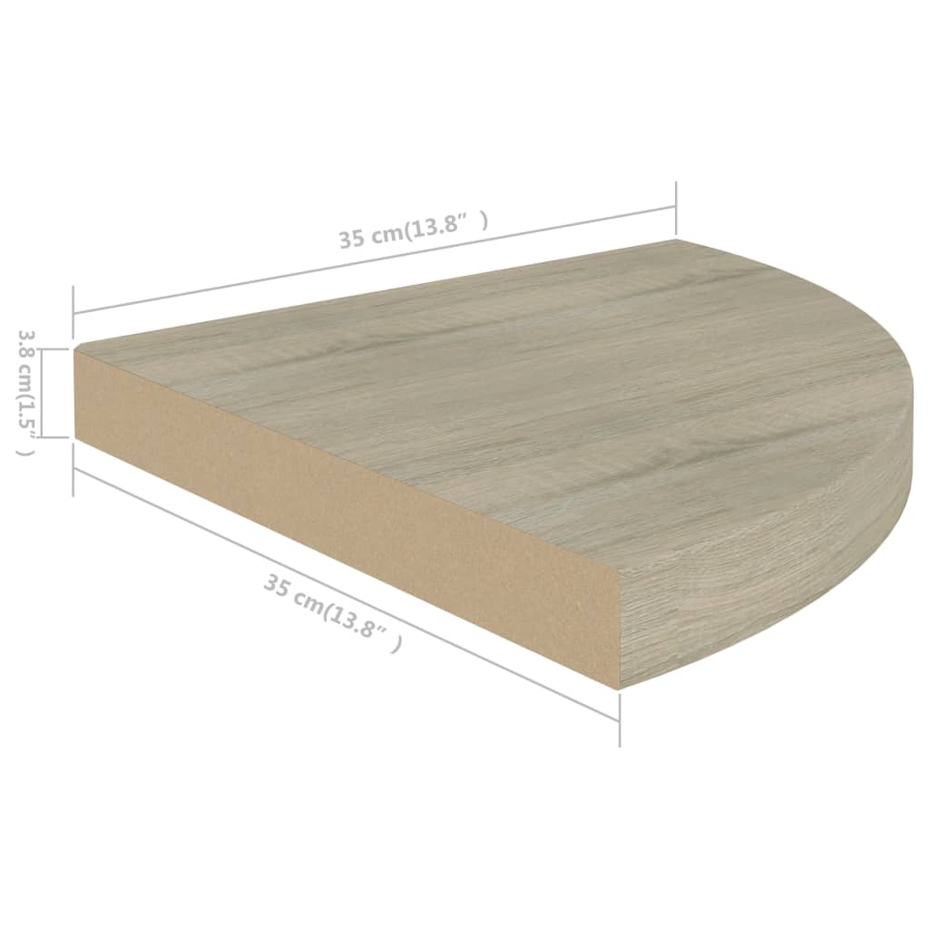 Étagères d'angle flottantes 2 pcs chêne 35x35x3,8 cm MDF - XIOS