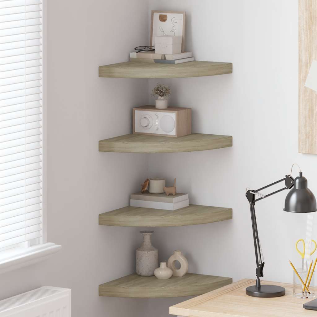 Étagères d'angle flottantes 4 pcs chêne 35x35x3,8 cm MDF - XIOS