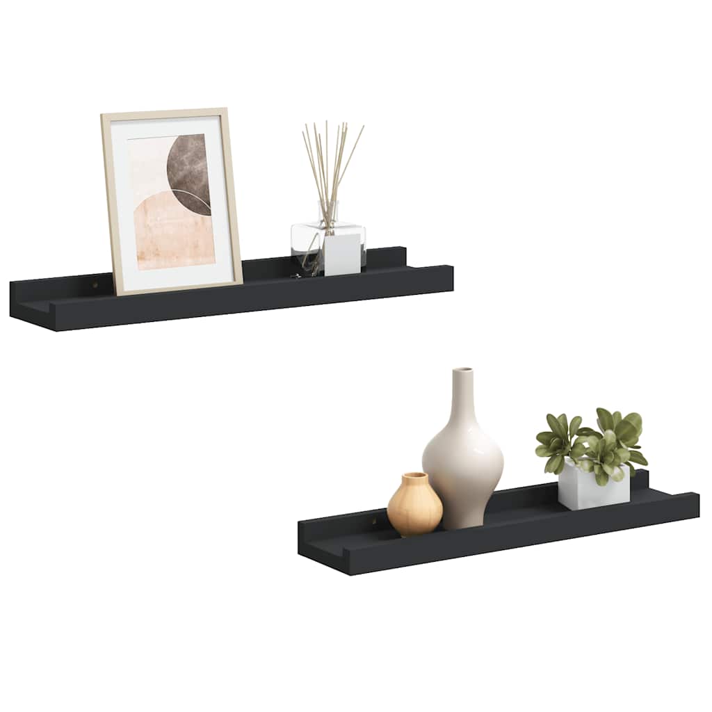 Étagères à rebord pour cadre photo 2 pcs Noir 40x9x3 cm MDF - XIOS