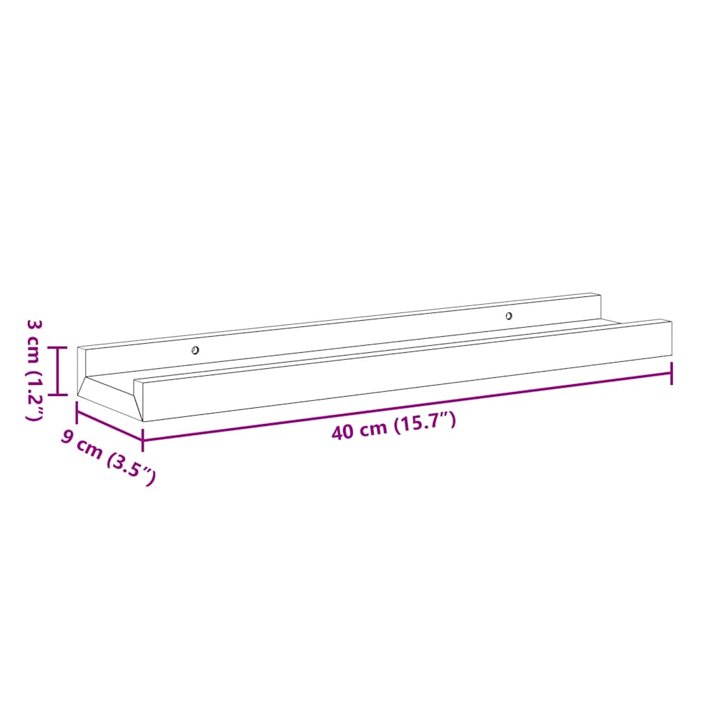 Étagères à rebord pour cadre photo 2 pcs Noir 40x9x3 cm MDF - XIOS