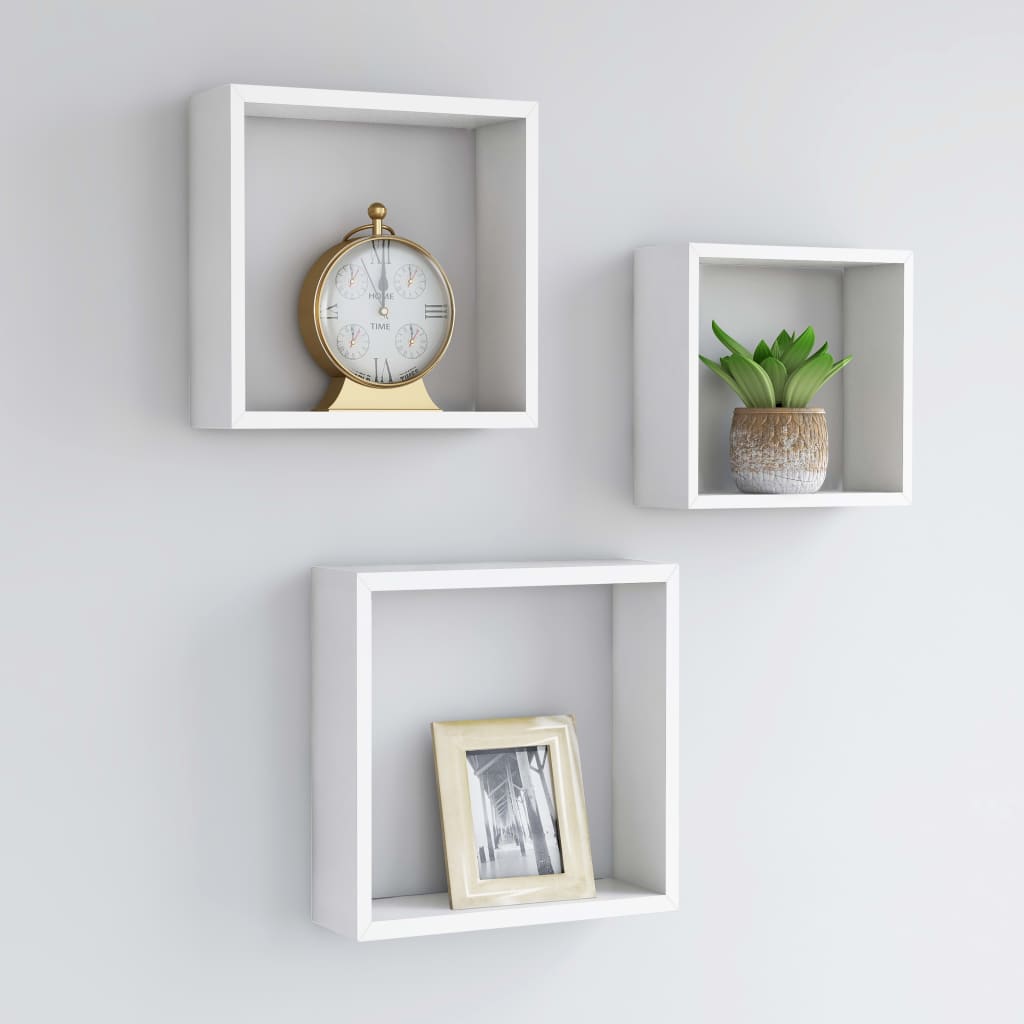 Étagères murales sous forme de cube 3 pcs Blanc MDF - XIOS
