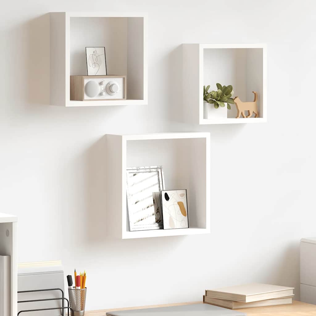 Étagères murales sous forme de cube 3 pcs Blanc MDF - XIOS