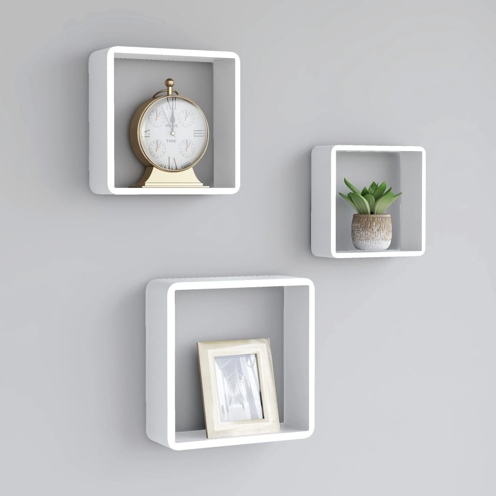 Étagères murales sous forme de cube 3 pcs Blanc MDF - XIOS