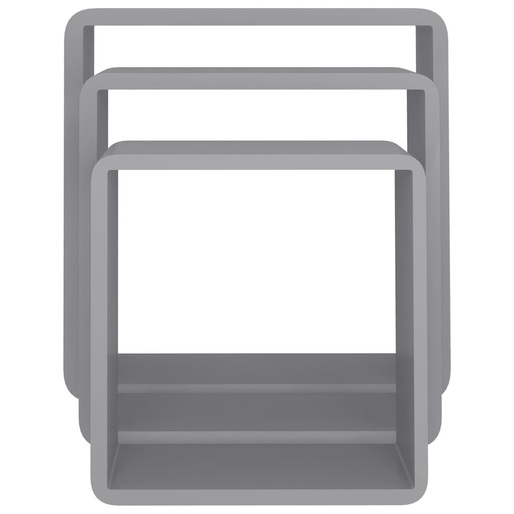 Étagères murales sous forme de cube 3 pcs Gris MDF - XIOS