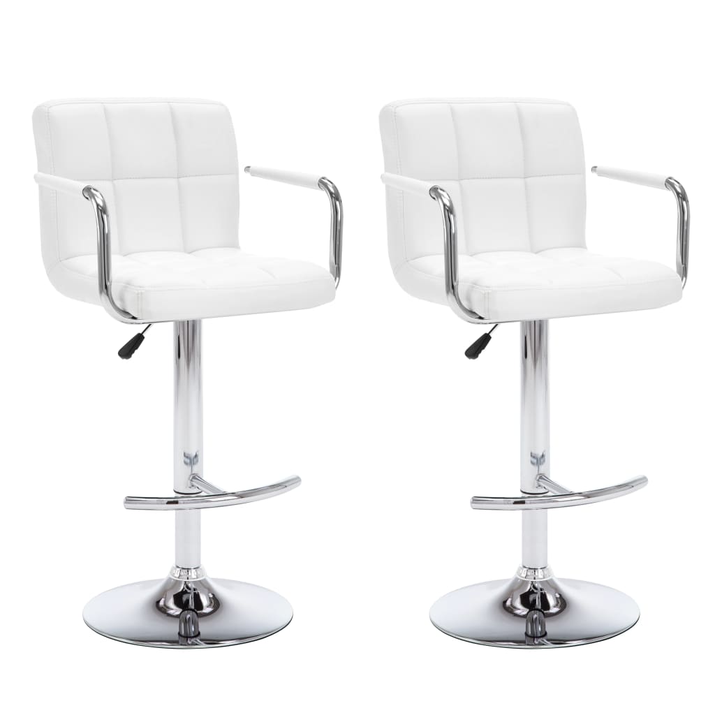 Tabourets de bar lot de 2 blanc similicuir - XIOS