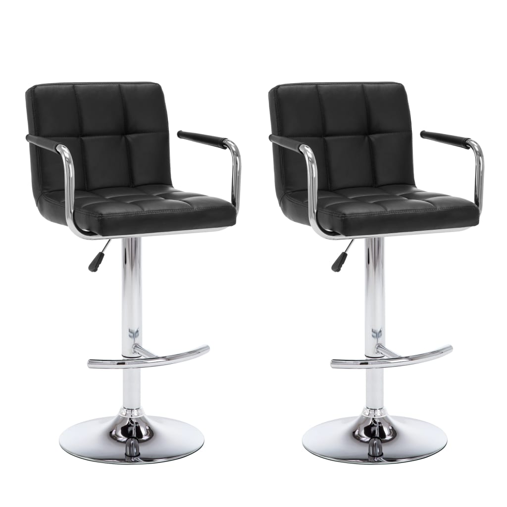 Tabourets de bar lot de 2 noir similicuir - XIOS
