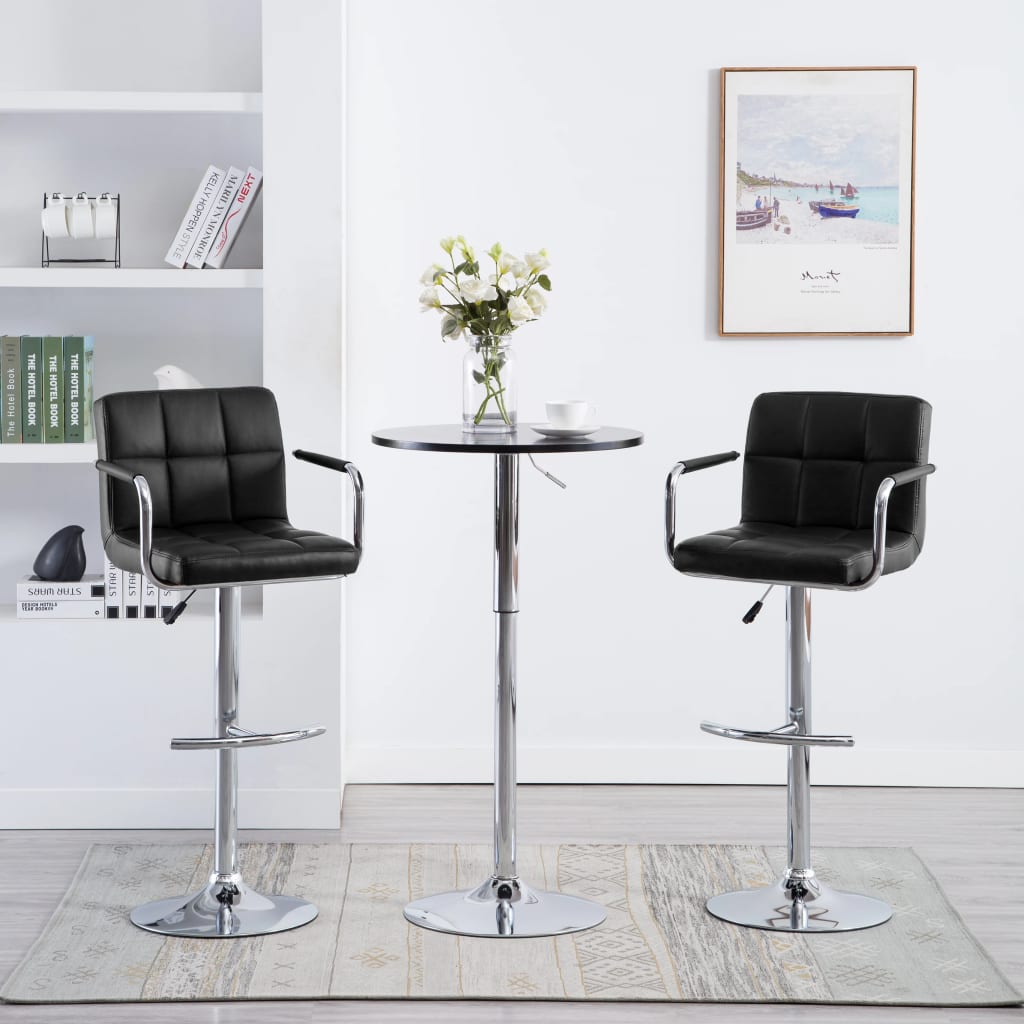Tabourets de bar lot de 2 noir similicuir - XIOS