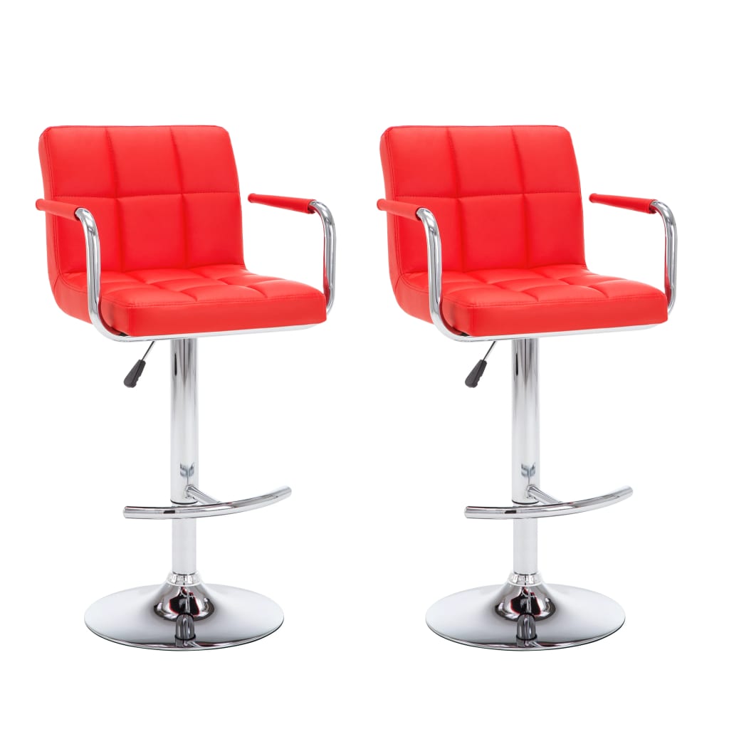 Tabourets de bar lot de 2 rouge similicuir - XIOS