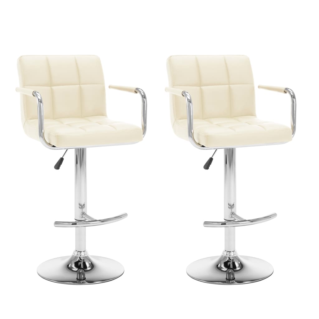 Tabourets de bar lot de 2 crème similicuir - XIOS
