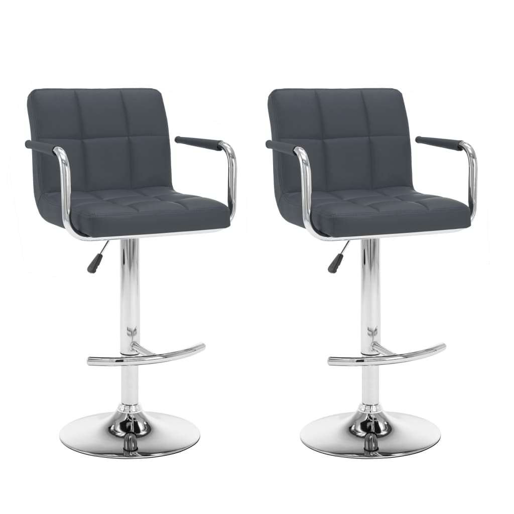 Tabourets de bar lot de 2 gris similicuir - XIOS