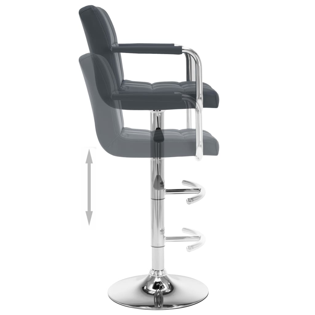 Tabourets de bar lot de 2 gris similicuir - XIOS