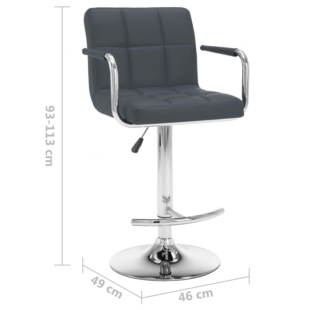 Tabourets de bar lot de 2 gris similicuir - XIOS