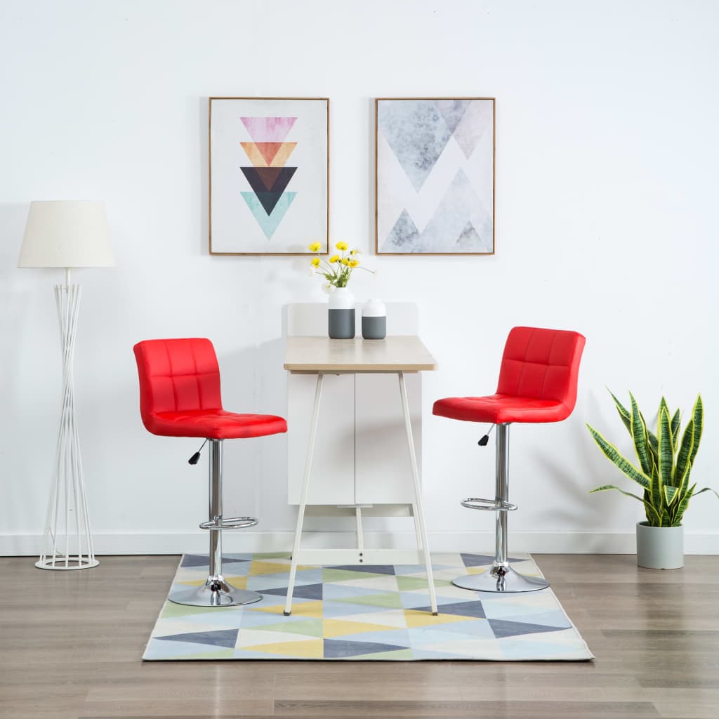 Tabourets de bar lot de 2 rouge similicuir
