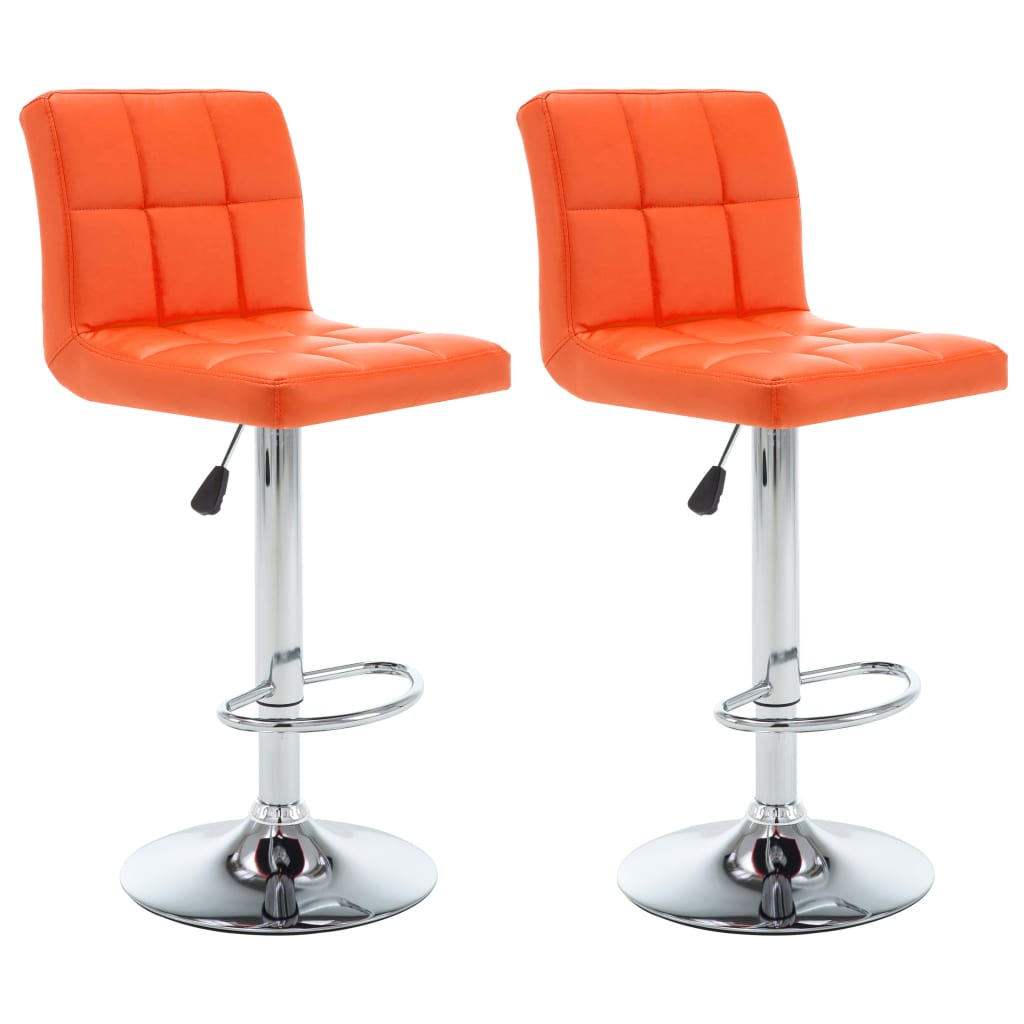 Tabourets de bar lot de 2 orange similicuir - XIOS