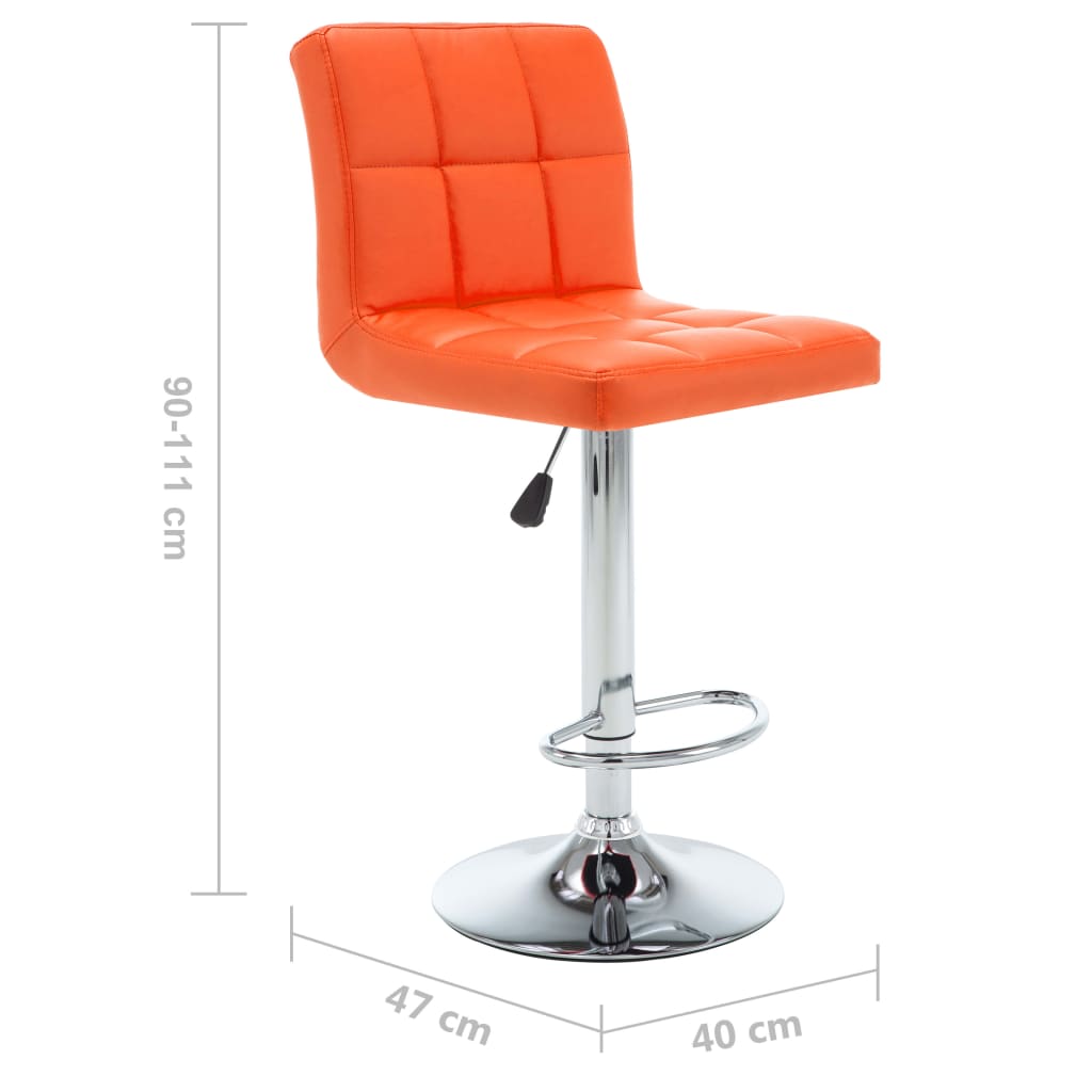 Tabourets de bar lot de 2 orange similicuir - XIOS