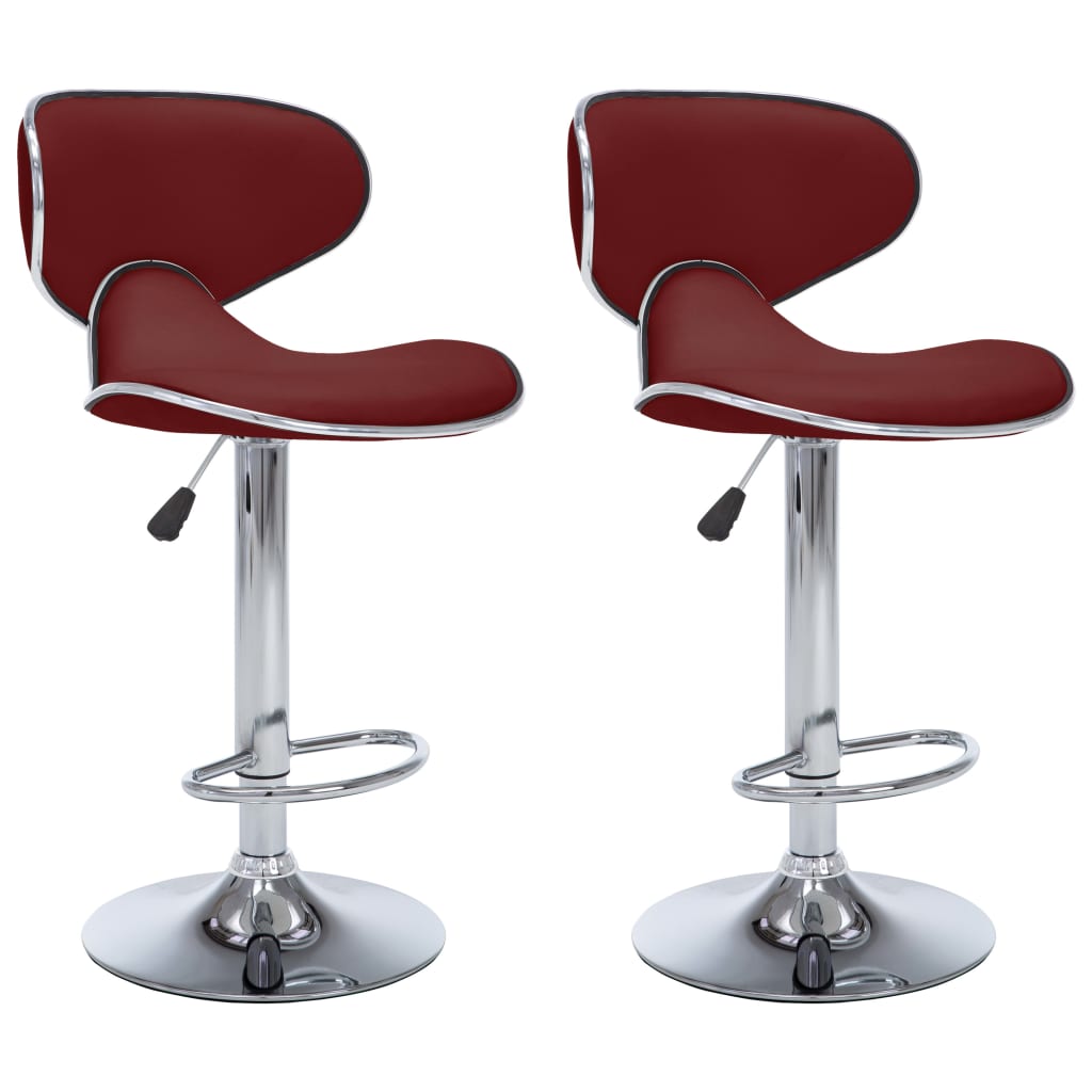 Tabourets de bar lot de 2 rouge bordeaux similicuir - XIOS