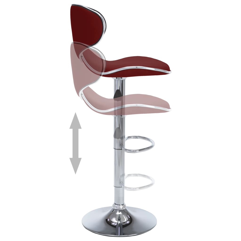 Tabourets de bar lot de 2 rouge bordeaux similicuir - XIOS