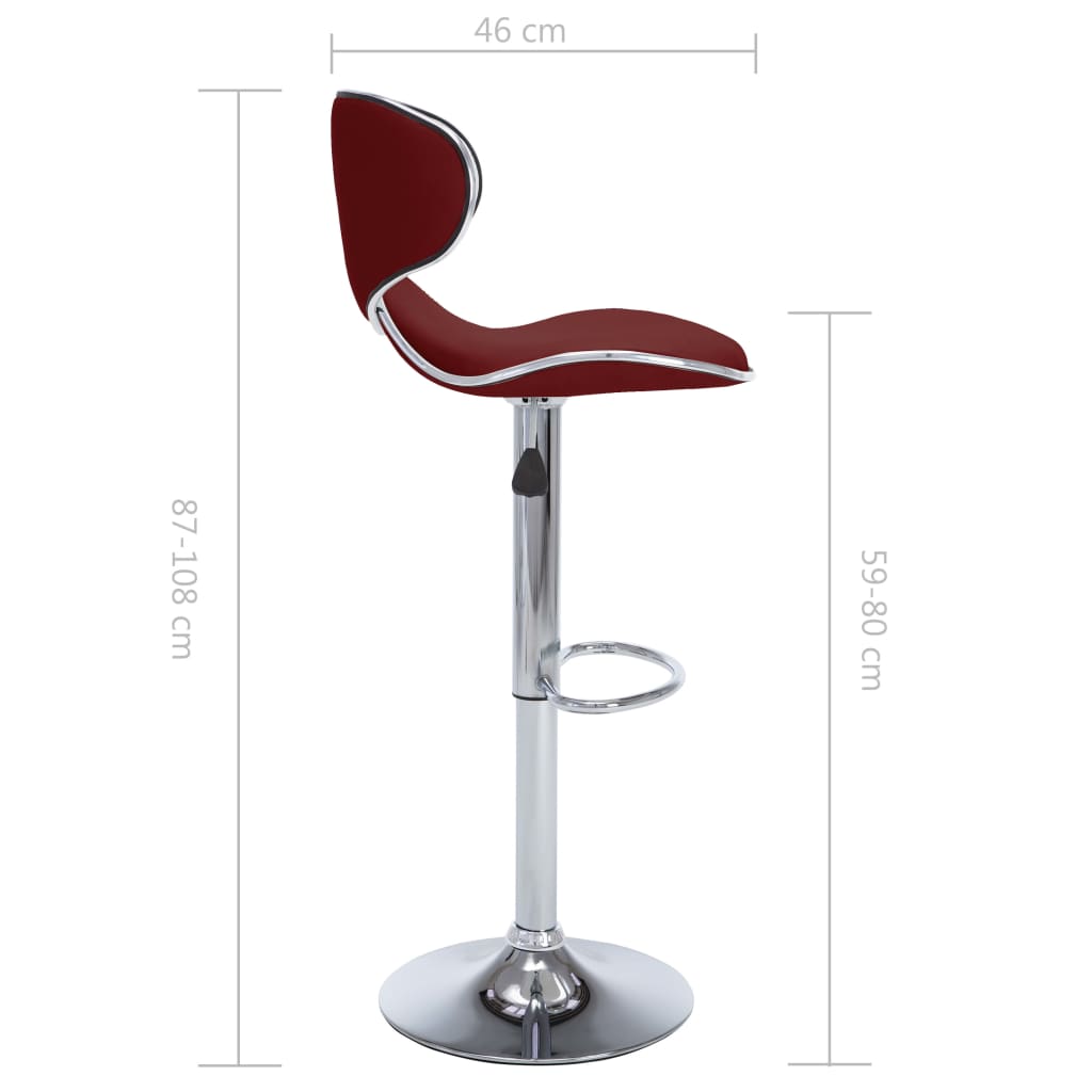 Tabourets de bar lot de 2 rouge bordeaux similicuir - XIOS