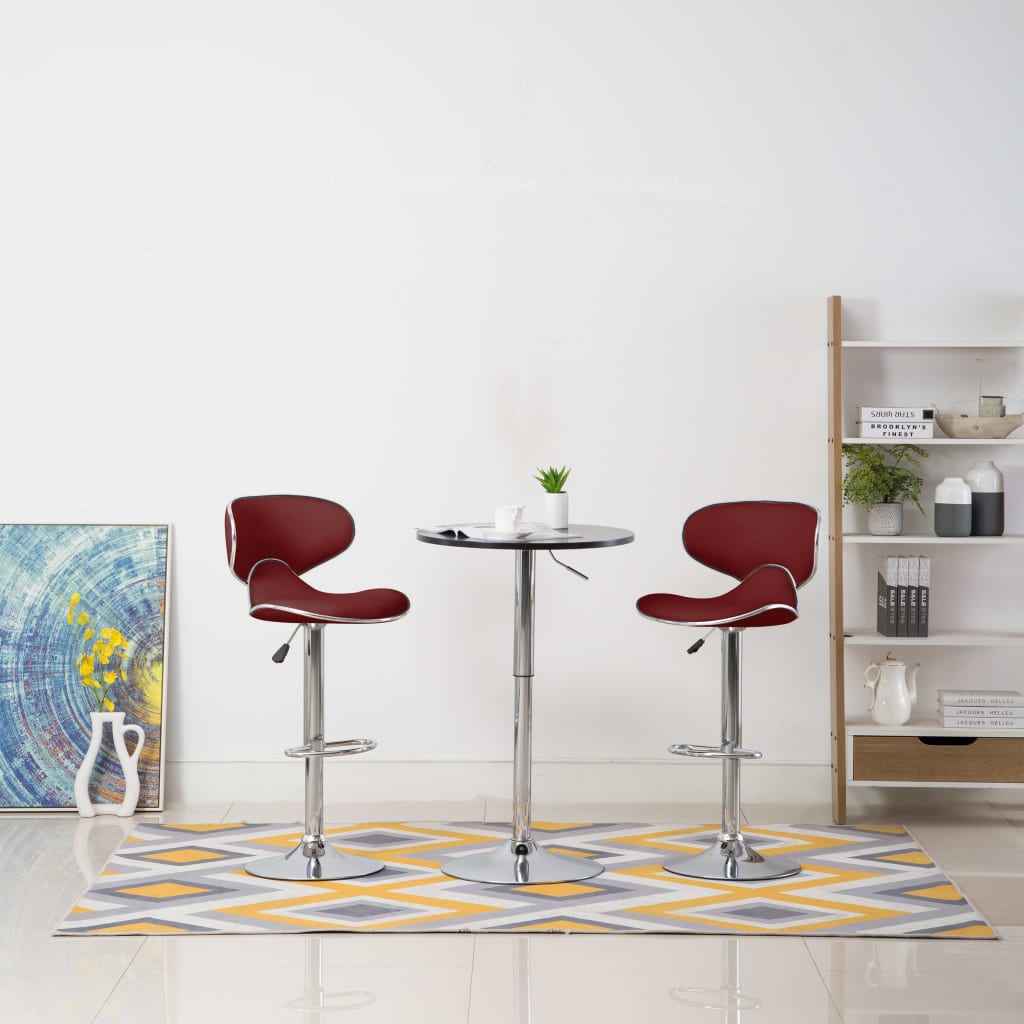 Tabourets de bar lot de 2 rouge bordeaux similicuir - XIOS